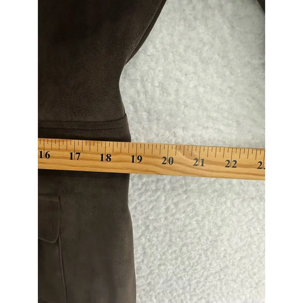Norton Studio Petite Size 12P Faux Suede Jacket, Brown, Preowned - Picture 8 of 9